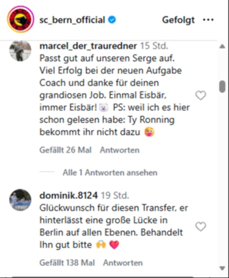 Die Kommentare auf Instagram nach der Bekanntgabe des neuen Trainers sind fast ausschließlich positiv.