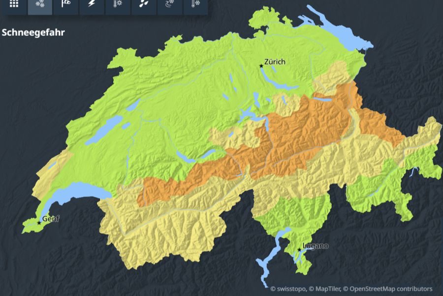 In Teilen der Schweiz warnt der Bund mit Schnee-Gefahrenstufe 3.