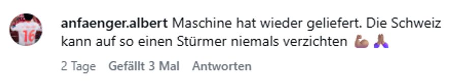 Die Schweiz könne niemals auf so einen Stürmer verzichten, findet dieser Anhänger.