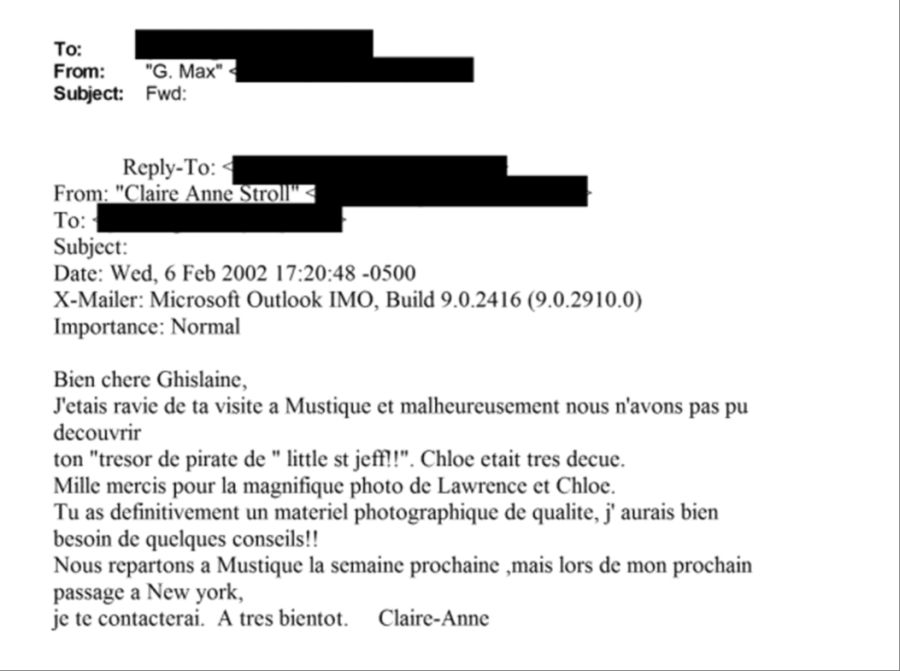 Claire-Anne Stroll schreibt an Ghislaine Maxwell zurück.