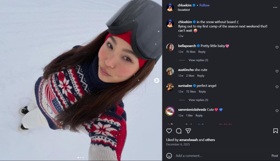 Chloe Kim zeigt sich bei einem Auftritt gefasst – online zieht sie klare Grenzen.