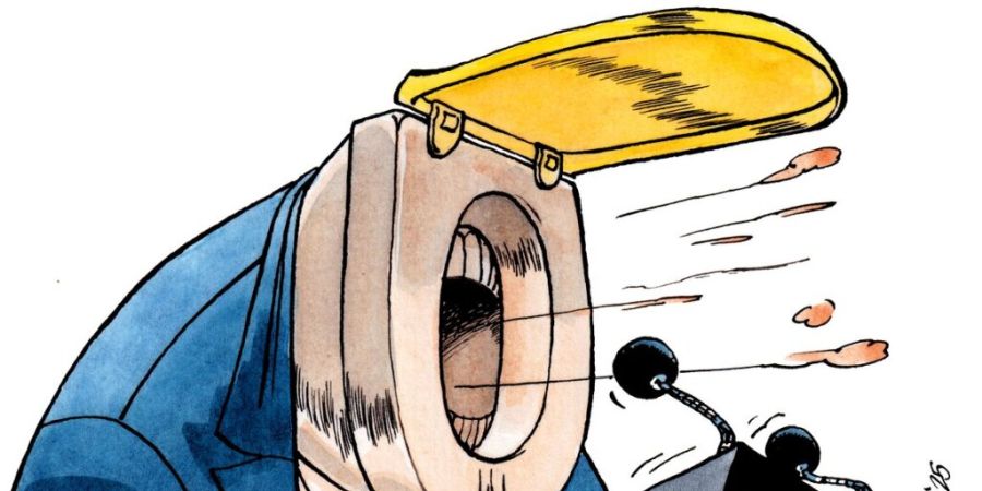 Die Karikatur des Westschweizer Zeichners L'Epée nimmt den Auftritt von US-Präsident Donald Trump vor der UNO auf die Schippe. Das Publikum der Ausstellung «Gezeichnet» wählte das We...