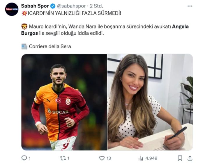 Angela Burgos soll das Herz von Mauro Icardi erobert haben. Sie vertrat ihn in seinem Scheidungsprozess vor Gericht. Mauro Icardi