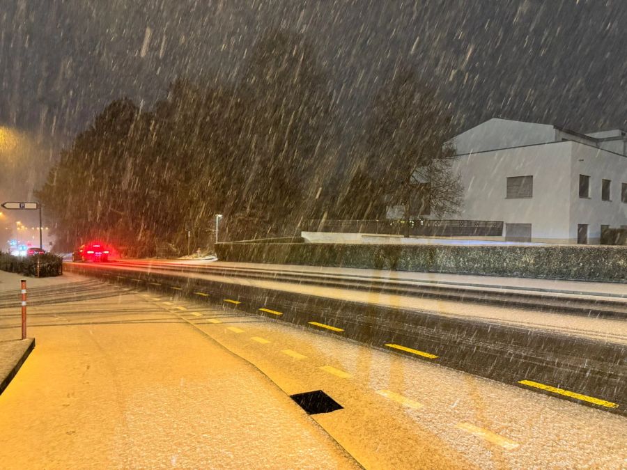 An der Zürcher Goldküste schneite es, obwohl der Schneefall erst für Sonntag prognostiziert worden war.