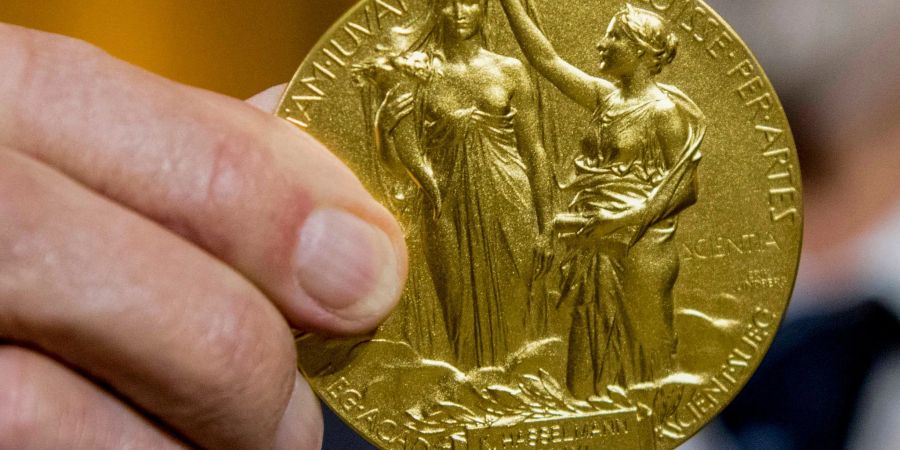 Die Rückseite der Nobel-Medaille für Physik stellt die Natur in Form einer Göttin dar, die ein Füllhorn hält. Der Schleier, der ihr Gesicht bedeckt, wird vom Genie der Wissenschaft hochgehalten. (Archivbild)