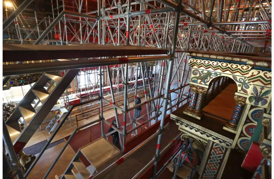 Eingerüstet ist der Sängersaal im Schloss Neuschwanstein.