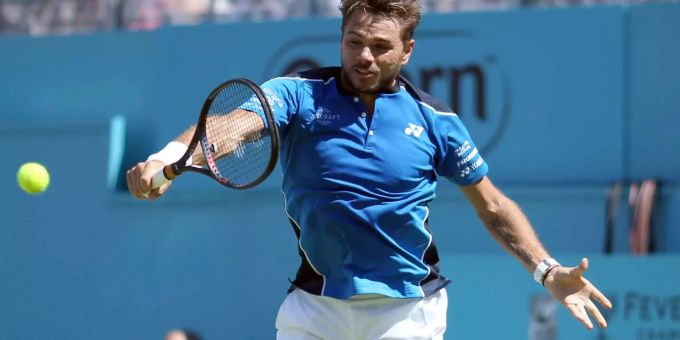 Stan Wawrinka auf dem Rasenplatz in Queens. Stan Wawrinka auf dem Rasenplatz in Queens.