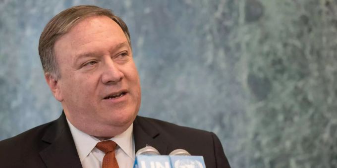 Mike Pompeo, Aussenminister der USA, stellt sich gegen die Gaspipeline Nord Strem 2. Mike Pompeo, Aussenminister der USA, stellt sich gegen die Gaspipeline Nord Strem 2.