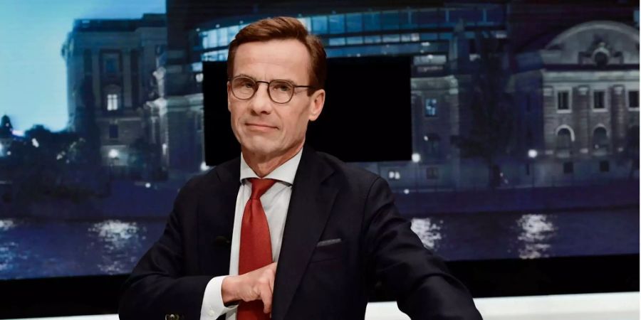 Ulf Kristersson bei einer TV-Debatte im Rahmen der Parlamentswahlen in Schweden.