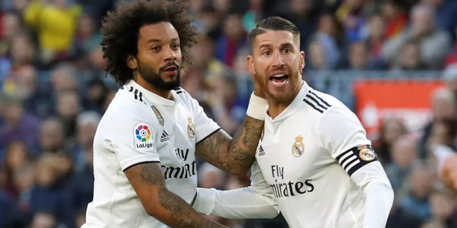 Die Real Madrid-Spieler Marcelo und Sergio Ramos jubeln.