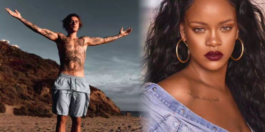 Justin Bieber (l.) und Rihanna wurden im Studio «Bang Bang» tätowiert.