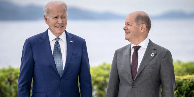 US-Präsident Joe Biden (l.) und Bundeskanzler Olaf Scholz. (Archivbild) US-Präsident Joe Biden (l) und Bundeskanzler Olaf Scholz wollen sich am Freitag in Washington treffen.