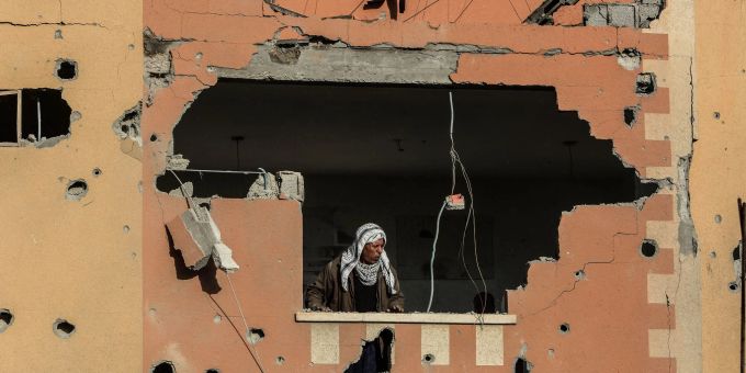 Ein beschädigtes Haus in Rafah. Ein beschädigtes Haus in Rafah.