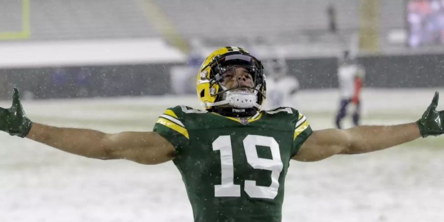 Gelang als dritter Deutscher ein Touchdown in der NFL: Equanimeous St. Brown. Foto: Mike Roemer/FR155603 AP/dpa