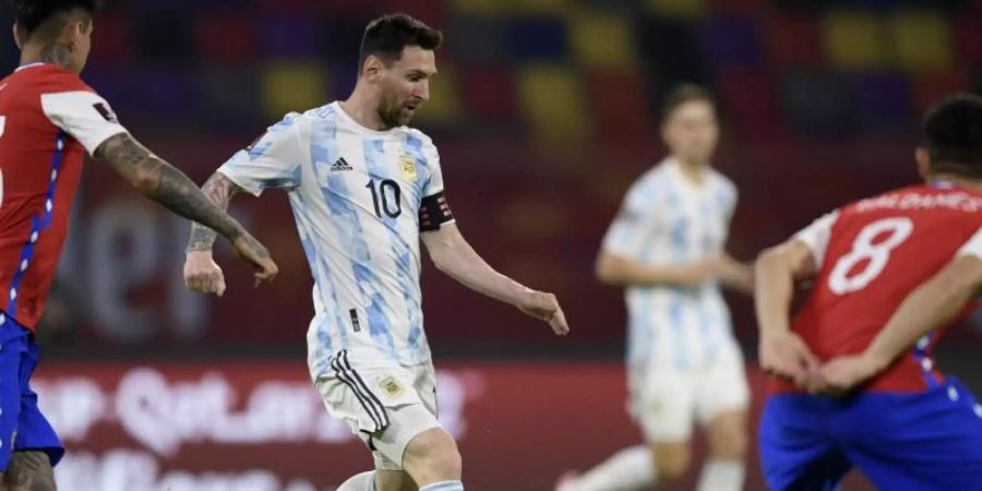Lionel Messi kam mit Argentinien gegen Chile nicht über ein Remis hinaus. Foto: Juan Mabromata/Pool AFP/AP/dpa