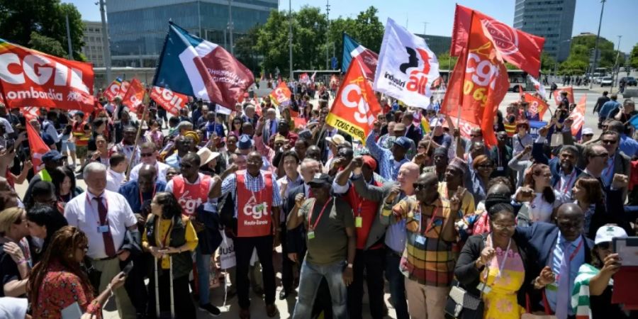 Gewerkschafter-Demonstration