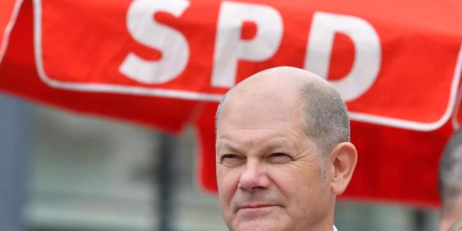 Vizekanzler Olaf Scholz (SPD) vergangene Woche bei einer Wahlkampfveranstaltung in Chemnitz. Foto: Hendrik Schmidt