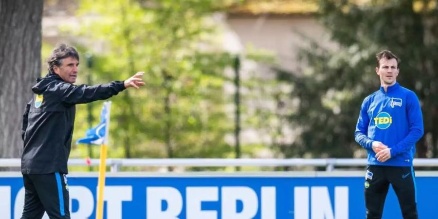 Bruno Labbadia (l) setzt im Derby auf Vladimir Darida. Foto: Jan-Philipp Burmann/Hertha BSC via City-Press GmbH/dpa