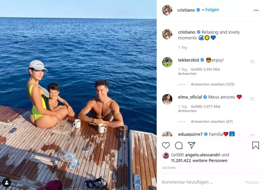 Cristiano Ronaldo geniesst einen Ausflug mit Freundin Georgina und Söhnchen Mateo.