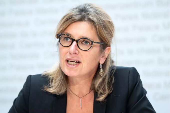 Carine Bachmann, designierte Direktorin Bundesamt für Kultur, BAK, spricht an einer Medienkonferenz. Carinne Bachmann