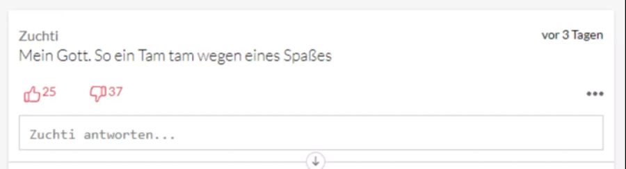 User «Zuchti» hält die negativen Reaktionen für übertrieben.