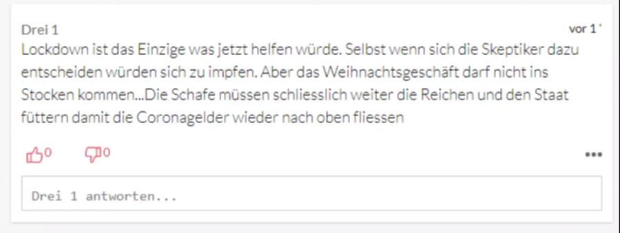 Nur noch ein Lockdown würde helfen, glaubt User «Drei 1».