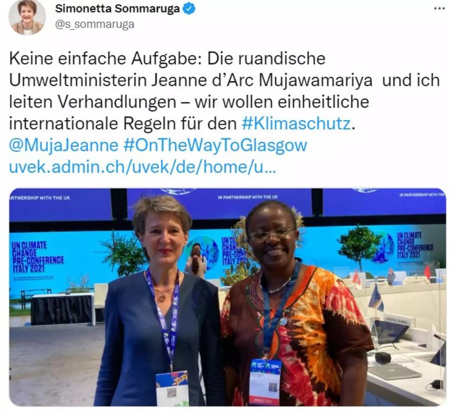 Umweltministerin Simonetta Sommaruga Klimagipfel