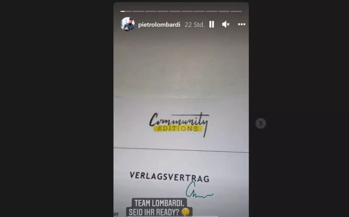 Der Vertrag stammt vom Verlag Community Editions, welcher sich selbst als «Verlag für Social-Media-Künstler*innen» beschreibt. Vertrag