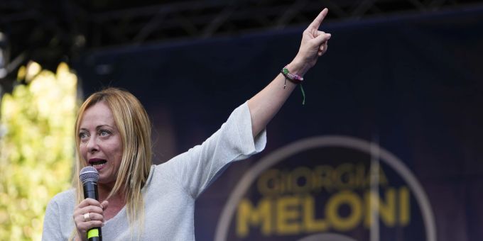Die Partei-Chefin der faschistischen Fratelli d'Italia: Giorgia Meloni. giorgia meloni