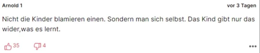 «Arnold 1» ist der Meinung, dass man sich in einer Situation selber blamiert – weil das Kind ein solches Wort irgendwo gelernt haben muss.