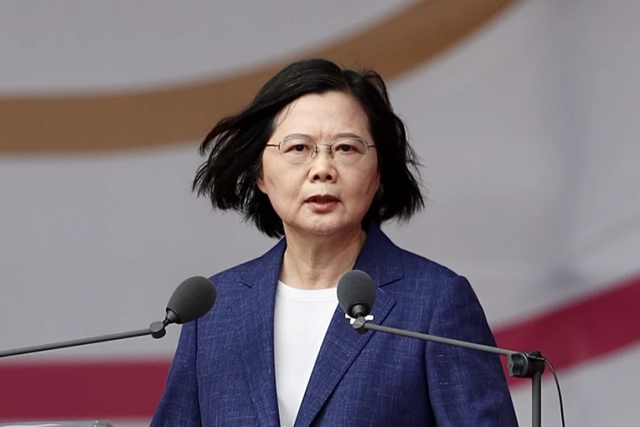 Die Präsidentin von Taiwan, Tsai Ing-wen, spricht am Nationalfeiertag von Taiwan, 10. Oktober 2021.