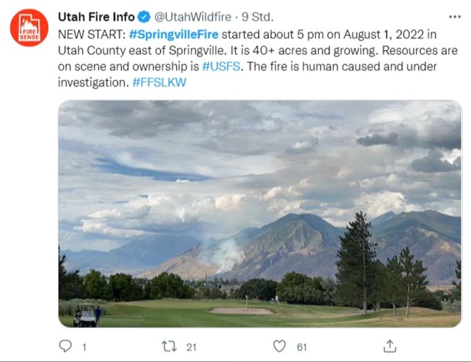 Ein Bild des Feuers in Utah. Feuer Utah