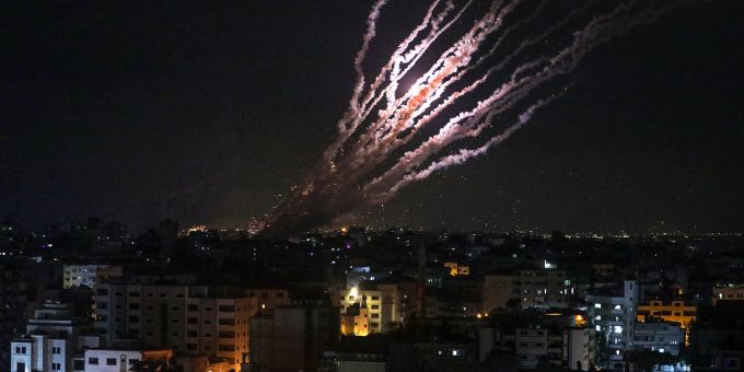 Raketen der palästinensischen Dschihad-Gruppe in Ostgaza. Rakete