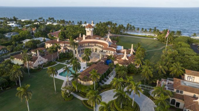 Eine Luftaufnahme von Präsident Donald Trumps Anwesen Mar-a-Lago in Florida (USA). Mar-a-Lago