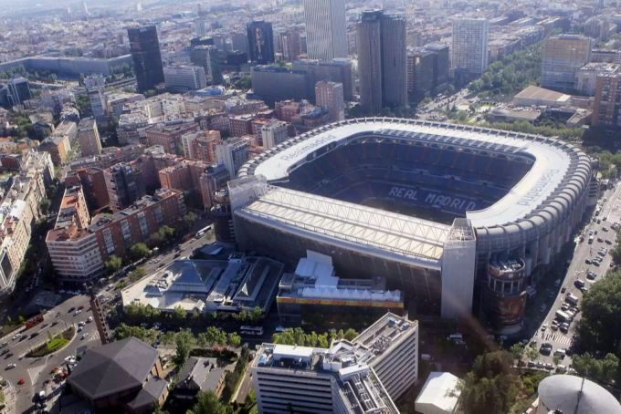Das Santiago Bernabeu in Madrid. Champions League