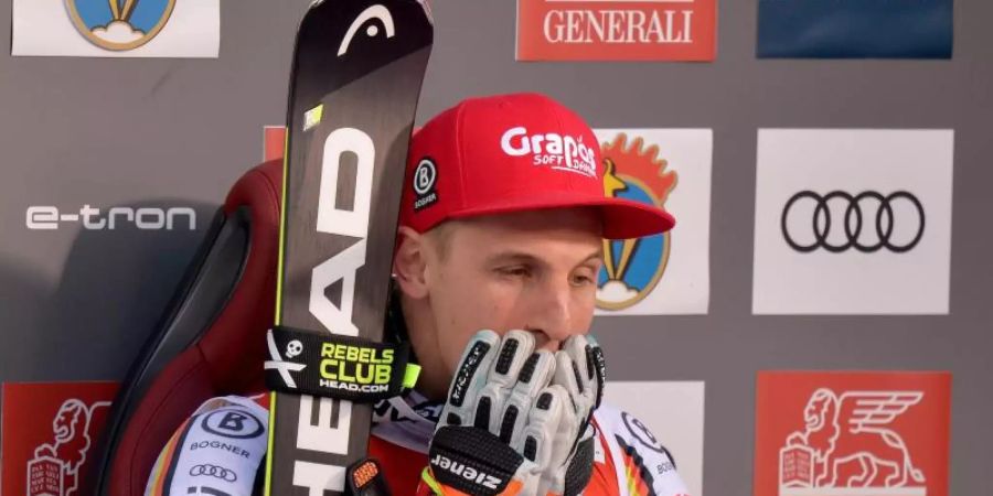 Fassungslos: Josef Ferstl gewann als erster Deutscher den Super-G in Kitzbühel. Foto: Herbert Neubauer/APA/dpa