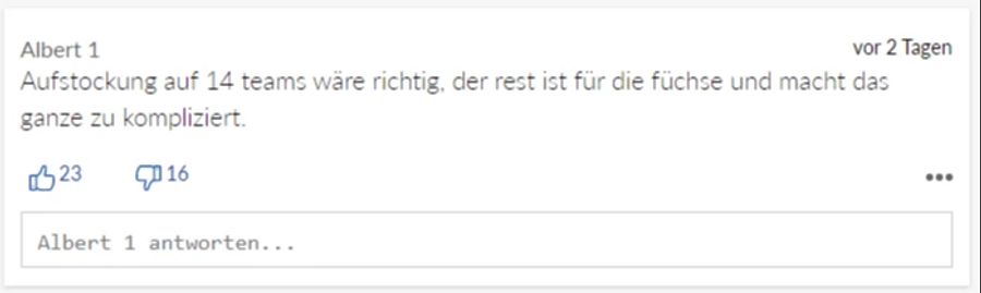 Auch Albert 1 hält 14 Teams für die bessere Lösung.
