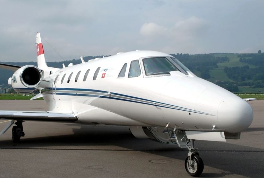 Die Citation Excel 560XL von Cessna wird am Freitag, 6. September 2002 auf dem Flugplatz Bern Belpmoos den Medien als neuer Bundesratsjet vorgestellt.