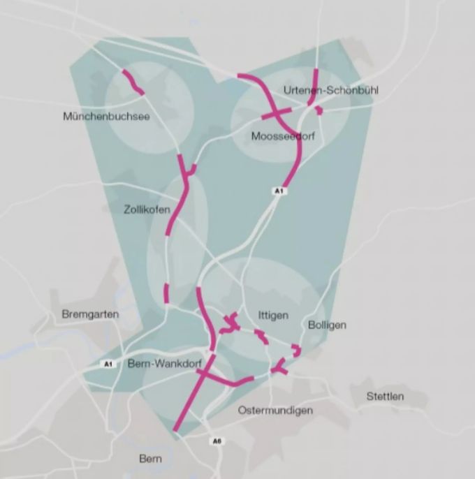 Die vom Verkehr überlasteten Stellen auf dem Strassennetz der Region Bern Nord. zollikofen