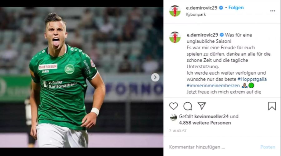 Der Stürmer bedankt sich beim FC St.Gallen.