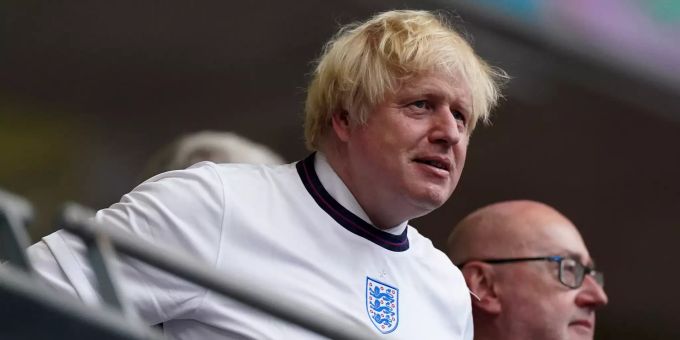 Premierminister Boris Johnson beim Final der Euro 2020 im Wembley. Euro 2020