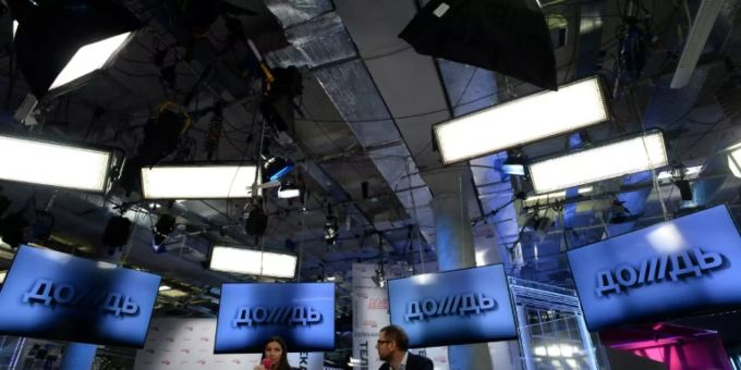 Pressekonferenz des TV-Senders «Doschd» im Februar. Ukraine Konflikt