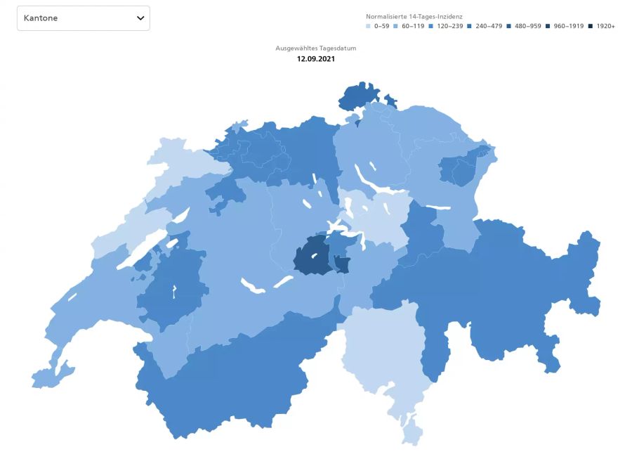 Die 14-Tages-Inzidenz im Zusammenhang mit dem Coronavirus am gestrigen Sonntag.