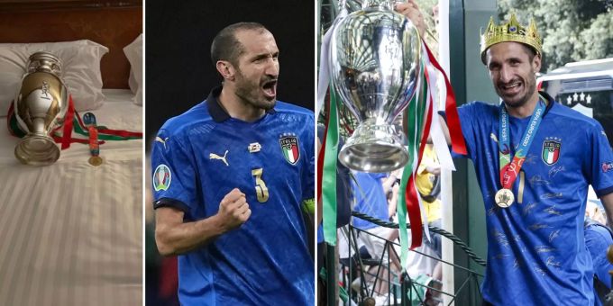 EM-Empfang in Rom - Pokal durfte mit Italo-Oldie Chiellini ins Bett