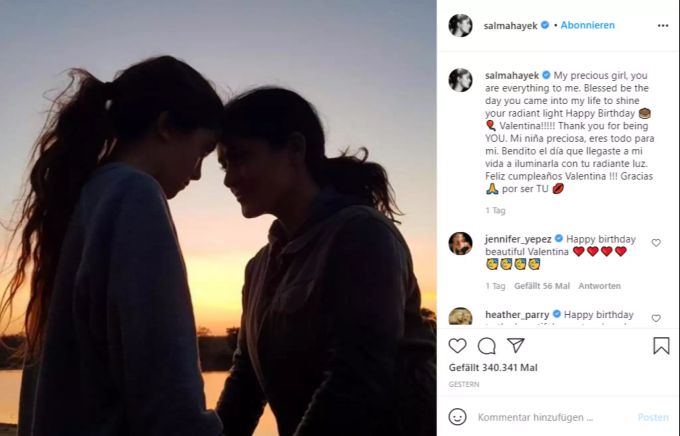 Salma Hayek gratuliert Tochter Valentina mit einer zuckersüssen Nachricht. Salma Hayek