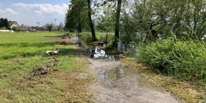 Hochwasser am Seeuferweg in Sempach Hochwasser Sempach