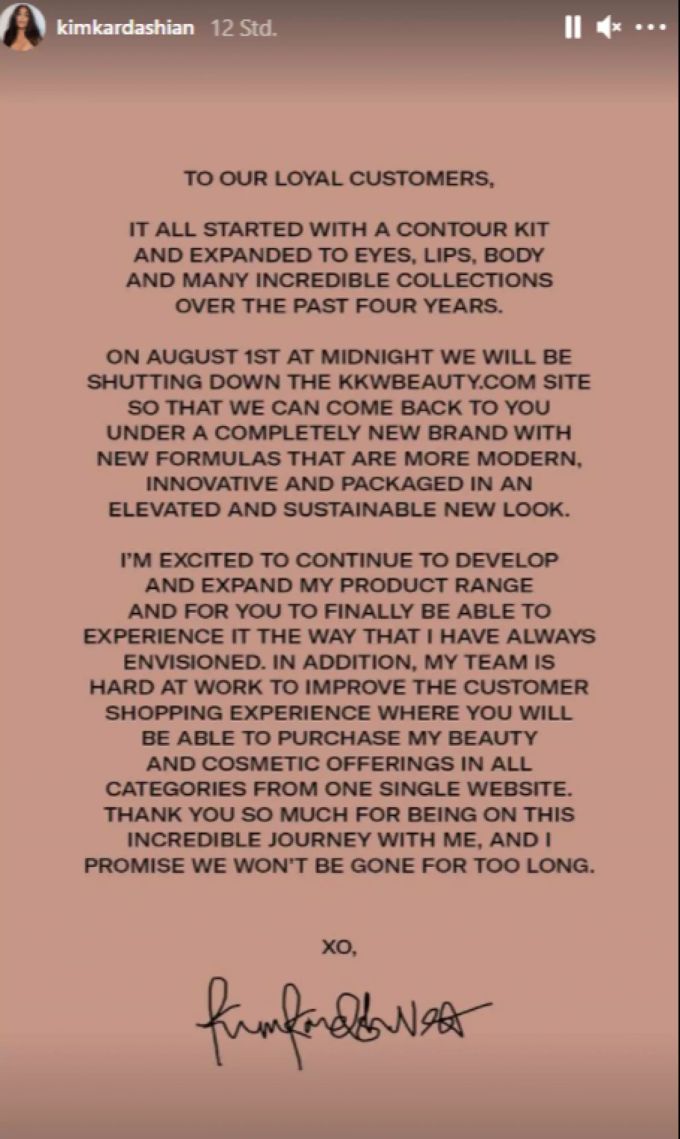 Kim Kardashian informiert ihre Fans auf Instagram. Kim Kardashian