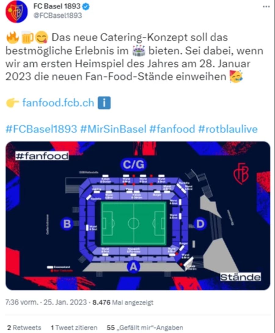 Der FCB wollte das kulinarische Angebot auf die Rückrunde hin verbessern.