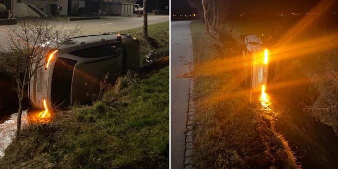 Härkingen SO: Betrunken in Baum geprallt und Mittelgäubach gerutscht. Härkingen SO