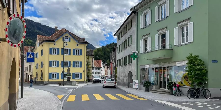 Das Dorfzentrum der Gemeinde Domat/Ems.